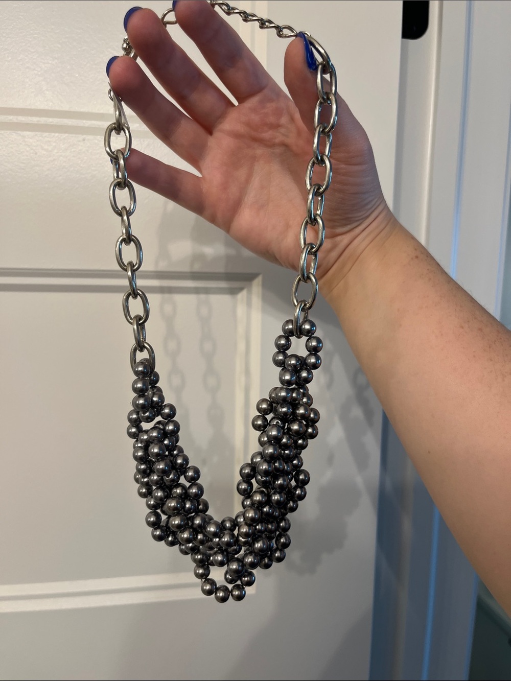 LOFT Silver-Tone Multi-Strand Beaded Necklace